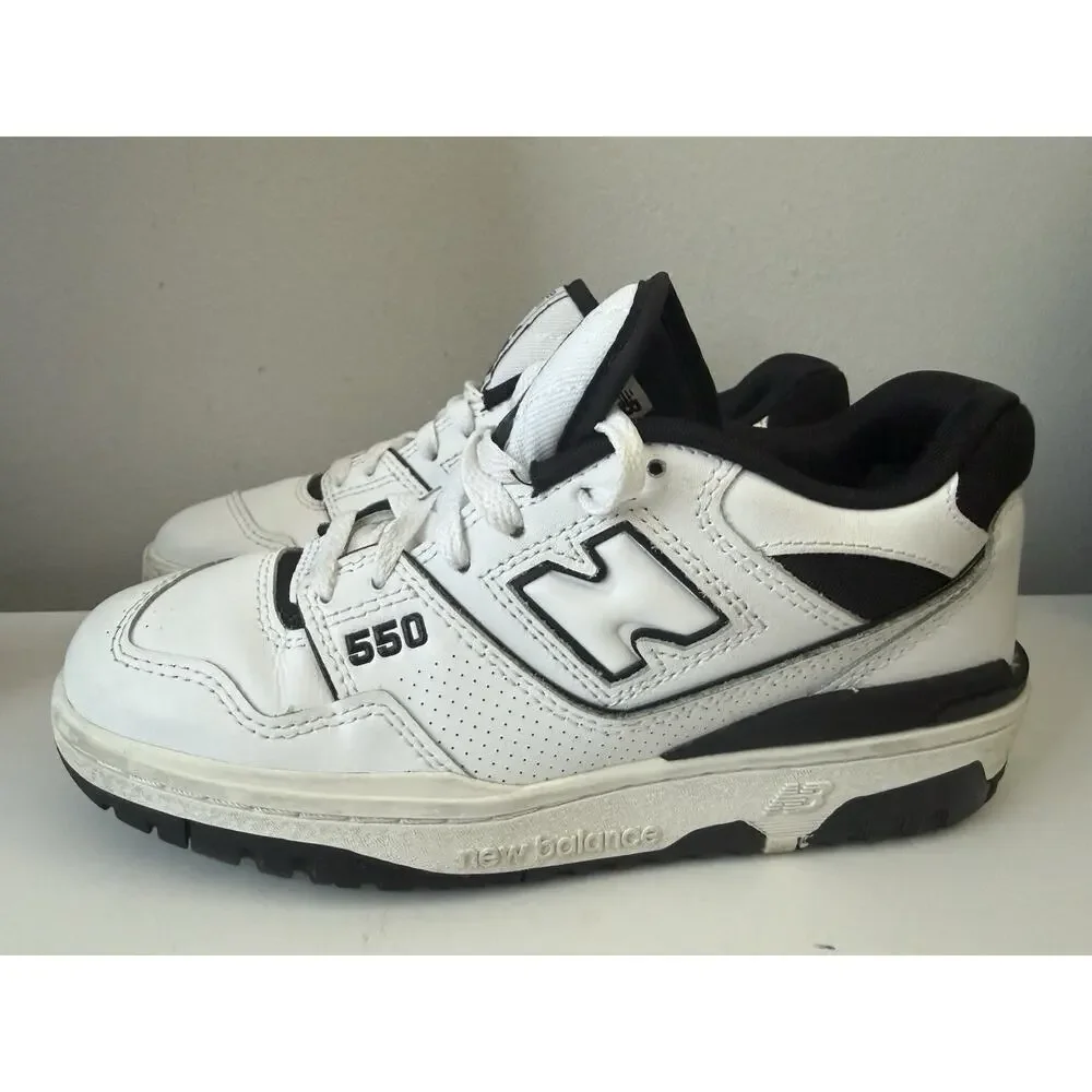 Size 4.5 Big Kids - New Balance 550 - White / Black / Raincloud - BB550HA1